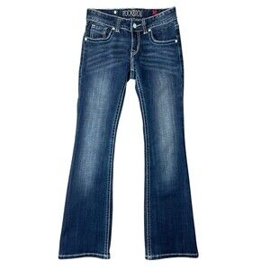 Rock & Roll Cowgirl GS-2344 Youth Girl Embroidered & Bling Bootcut Jeans  Size 8